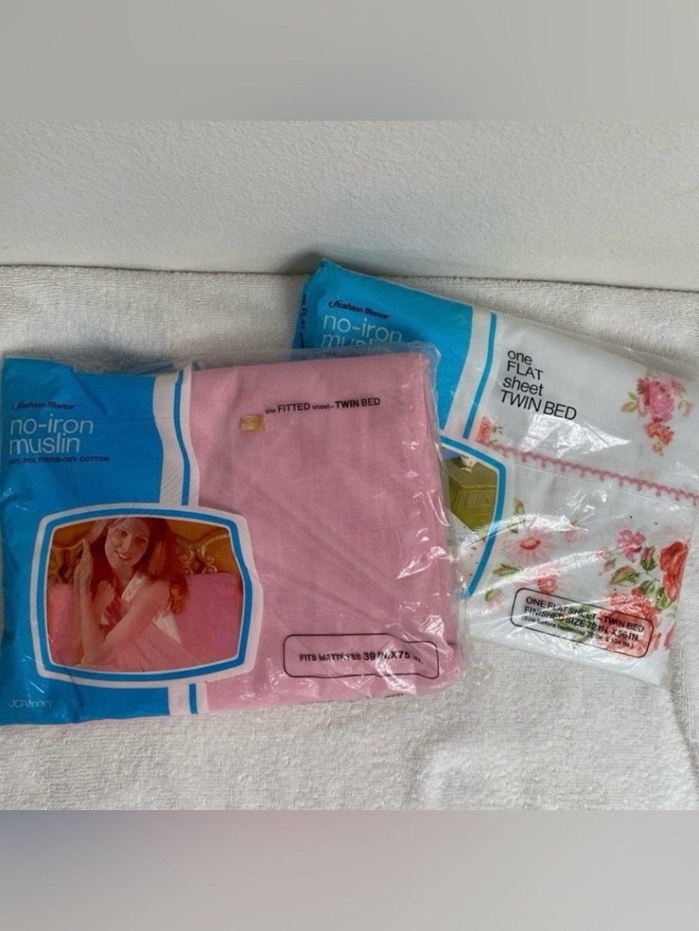 NWT New Vintage Fashion Manor No Iron Muslin Pink Floral Sheet for Twin Bed